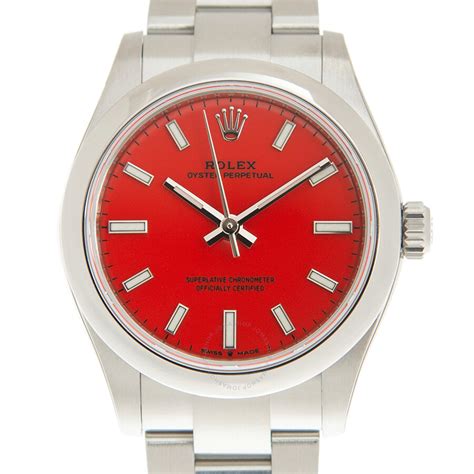 rolex oyster perpetual 31 coral red worth womens|Rolex Oyster Perpetual 31 price.